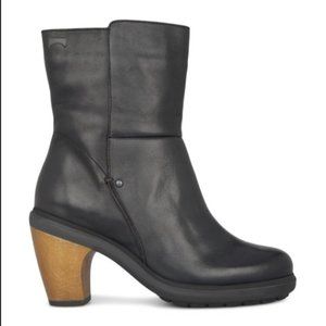 EUC Camper "Valley" Black Leather Wood Heeled Boot